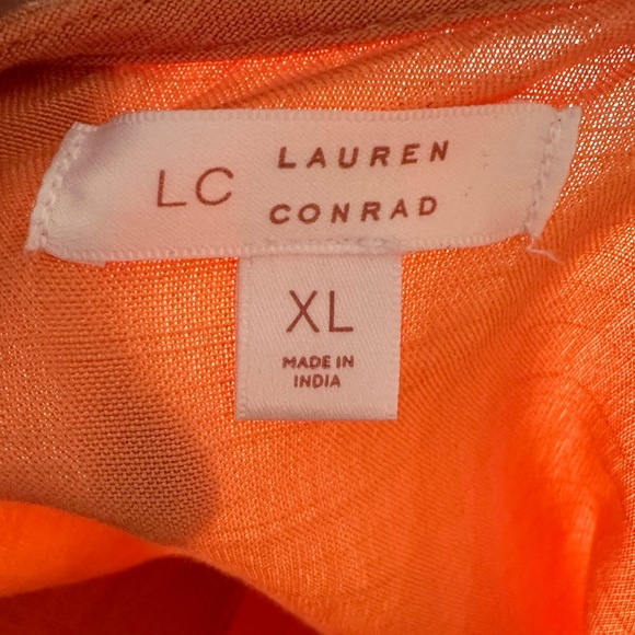 Lauren Conrad Summer Romper Jumpsuit Cropped Button Down Peach Women's Size L - Picture 5 of 8